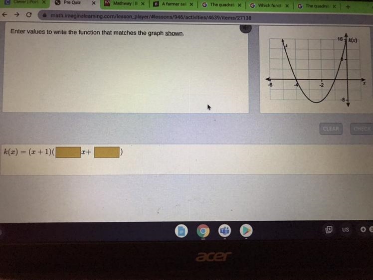 Enter values to write the function that matches the graph shown.-example-1