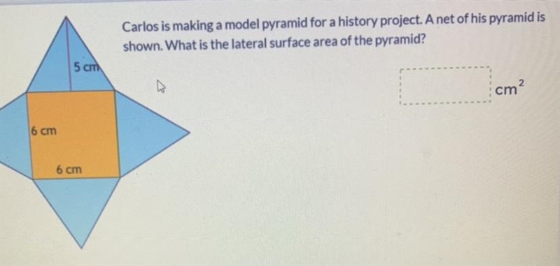 Carlos is making a model pyramid for a history project. A net of his pyramid is shown-example-1