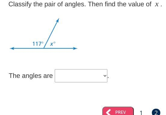 For this picture the options are... 1. complimentary angles or 2. supplementary angles-example-1