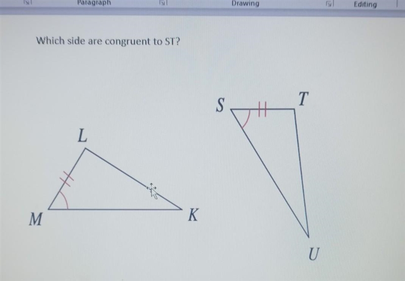 Which side are congruent to ST? ​-example-1