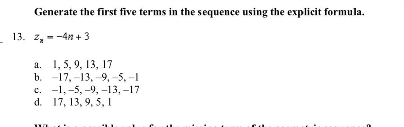 Generate the first five terms in the sequence using the explicit formula.-example-1