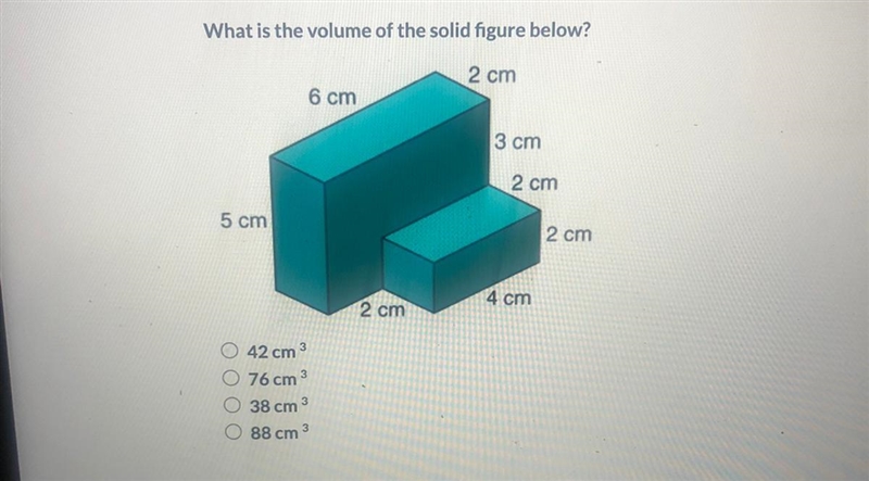 What is the volume of the solid figure below?-example-1