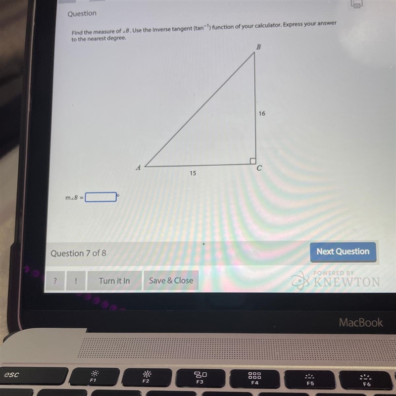 PLS ITS URGENT Question LE Find the measure of 2B. Use the inverse tangent (tan-') function-example-1