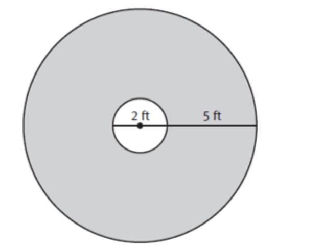 There is a brick patio around a fire pit, as shown. Use 3.14 for pi. What is the area-example-1