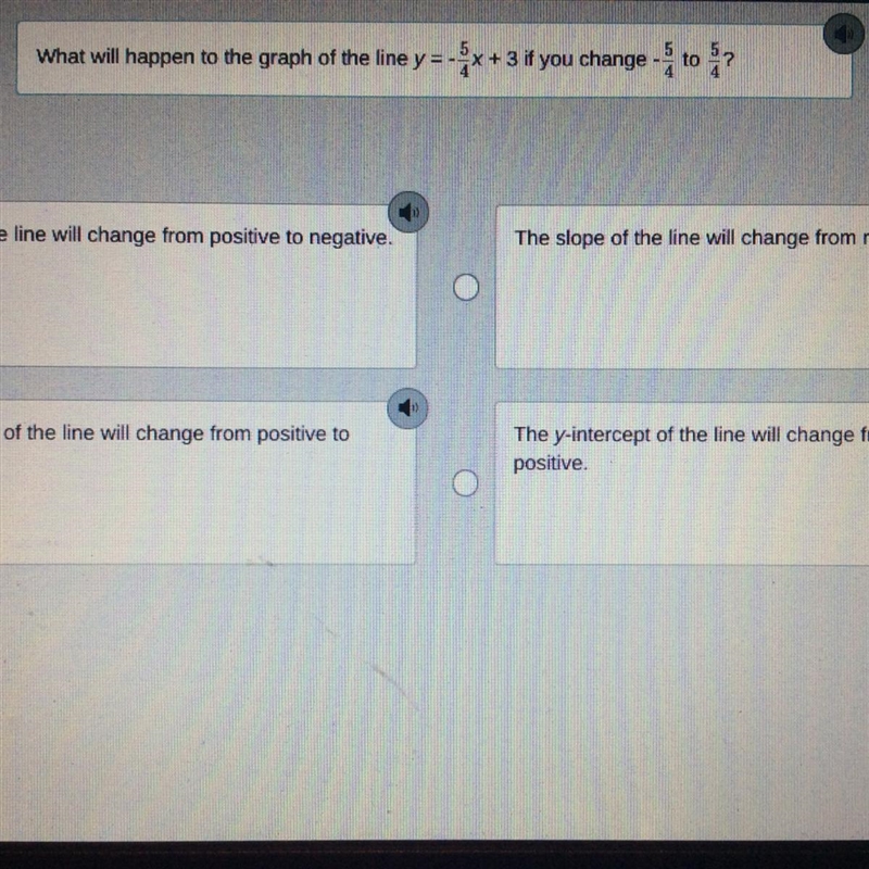 A. The slope of the line will change from positive to negative B. The slope of the-example-1