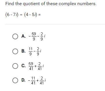 Find the quotient of these complex numbers. (6-7i)÷(4-5i)=-example-1