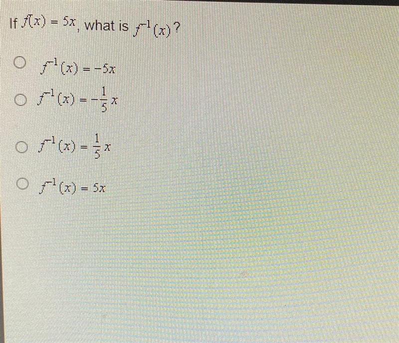 If f(x) = 5x, what is rl (x)? NEED HELP !!-example-1