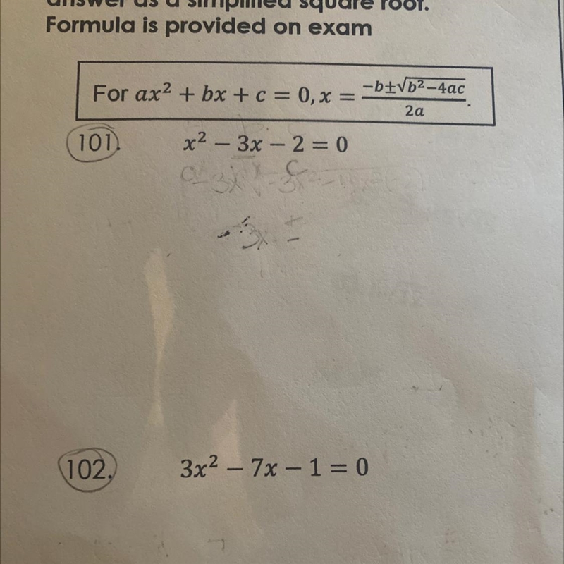 Solve using Quadratic formula simplified square root-example-1