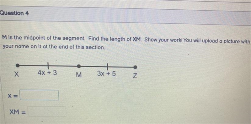 M is the midpoint of the segment. Find the length of XM.-example-1