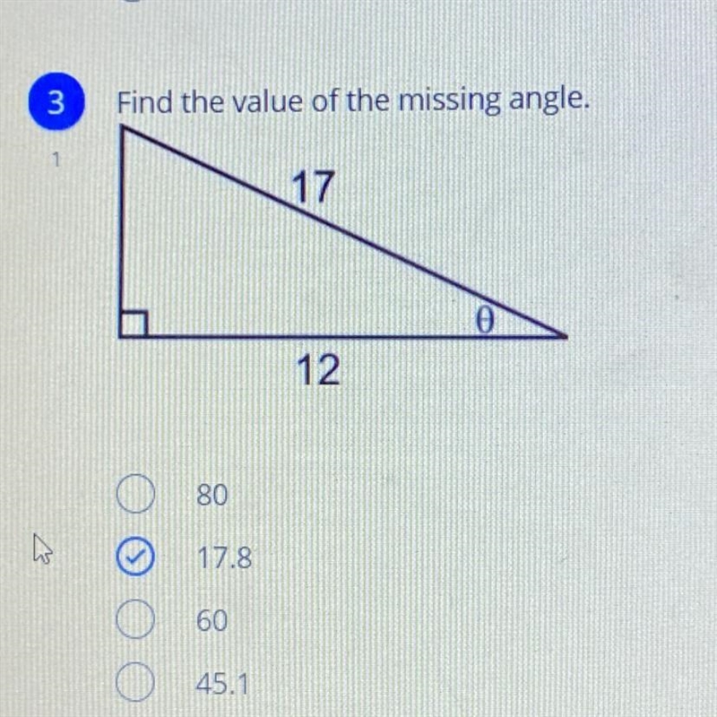 Find the value of the missing angle please help!-example-1