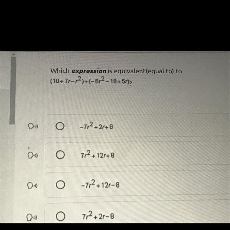 Which expression is equivalent(equal to) to (10+77-12)+(-672-18+51) HELPPPPP-example-1