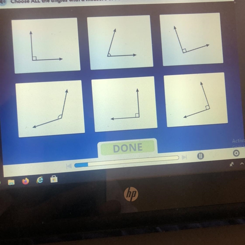 Choose ALL the angles with a measure of 90°.-example-1