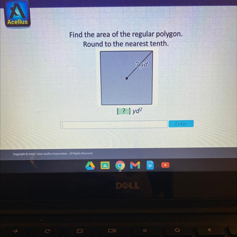 Find the area of the regular polygon. Round to the nearest tenth.-example-1