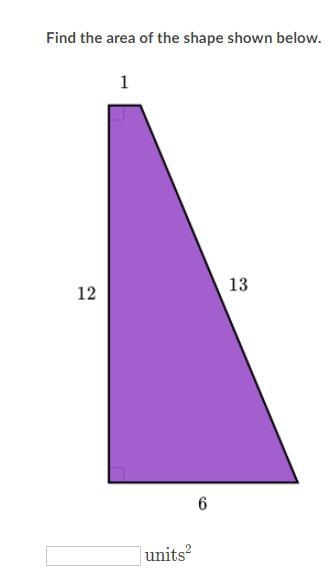 Find the area of the shape shown below. PLEASE HELP!!! :(-example-1