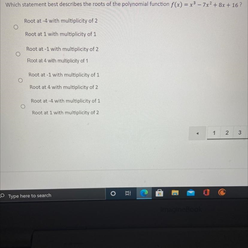 Which statement best describes the roots of the polynomial function (Function in picture-example-1