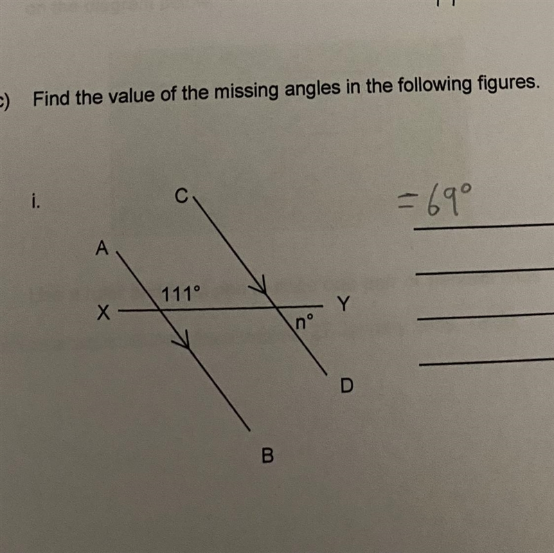 Find the value of the missing angles in the following figures. Show working out-example-1