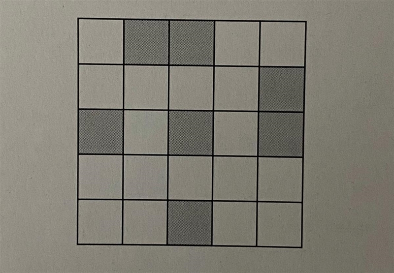 Shade two or more squares so that this grid has rational symmetry of order 4.-example-1