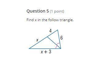 Find x in the follow triangle.-example-1