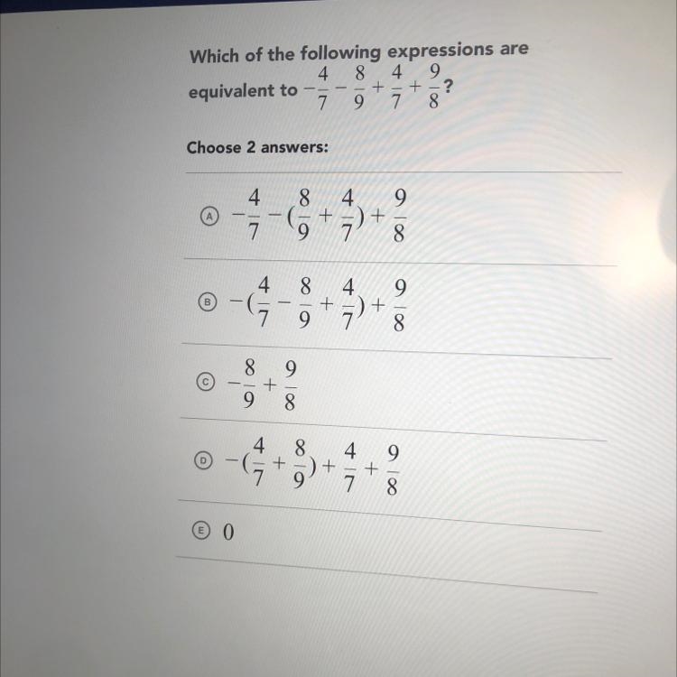 Negative numbers: addition and subtraction: Qui Which of the following expressions-example-1