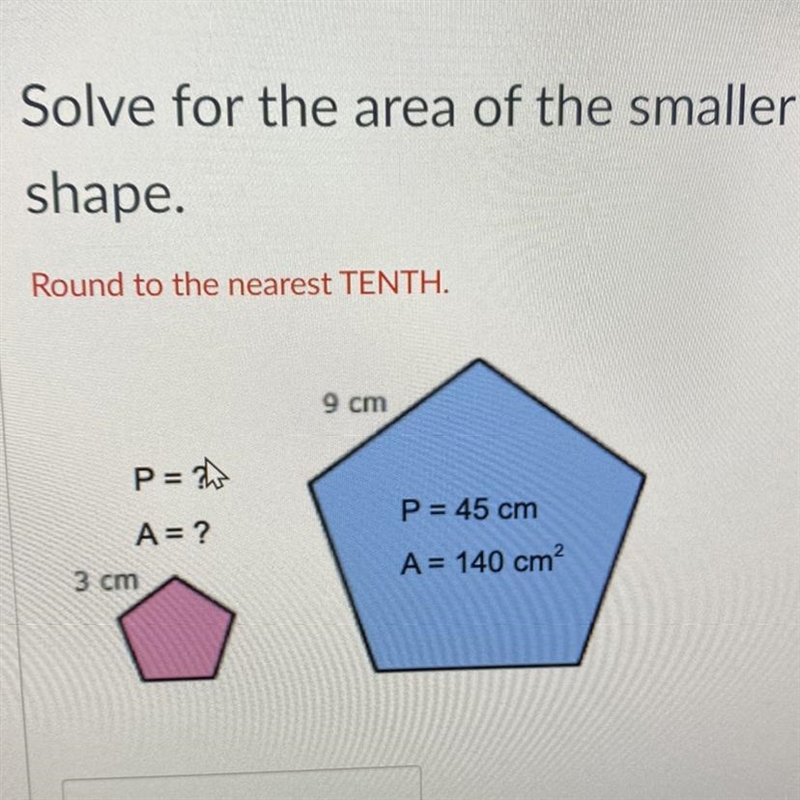 Solve for the area of the smaller shape. Round to the nearest TENTH.-example-1