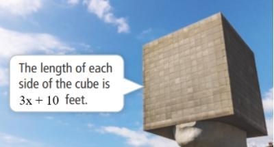 the length of each side of a cube is 3x+10 Write a polynomial in standard form to-example-1