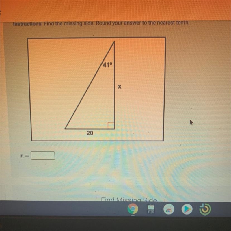 Find the missing side. Round your answer to the nearest tenth.-example-1