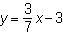 What is the equation of the line that passes through (0, 3) and (7, 0)? A. (Image-example-1