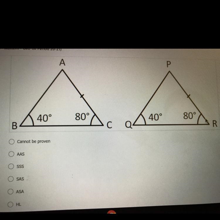 Which shortcut can be used to prove the triangles are congruent?-example-1