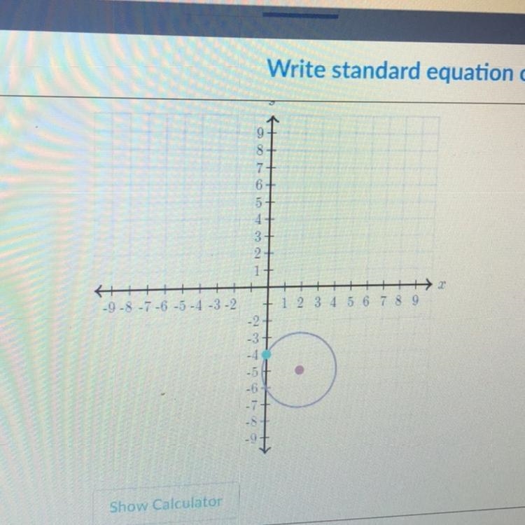 Write standard equation of a circle.-example-1