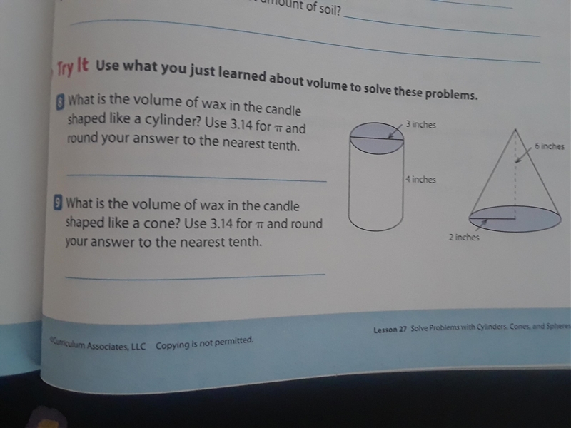 WHAT IS THE VOLUME OF WAX IN THE CANDLE SHAPED LIKE A CYLINDER A.50.24 cubic inches-example-1