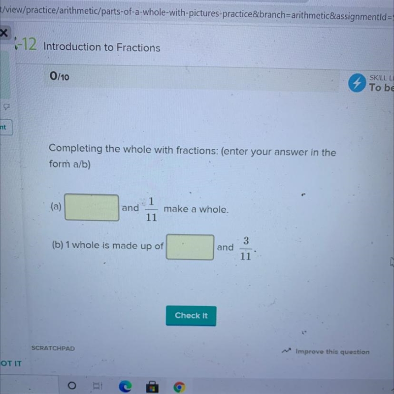 Hint: 1 whole equal 11/11-example-1