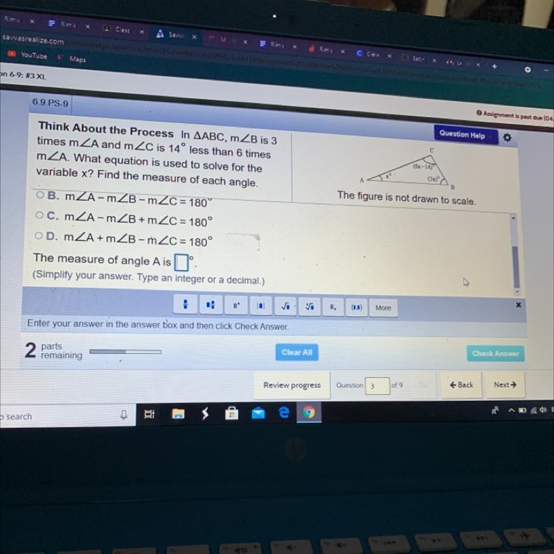 What is the measure of angle A???? Please help !!!! Please help!!!!! I gave extra-example-1