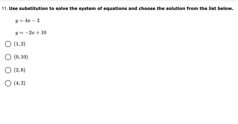 Use substitution to solve the system of equations and choose the solution from the-example-1