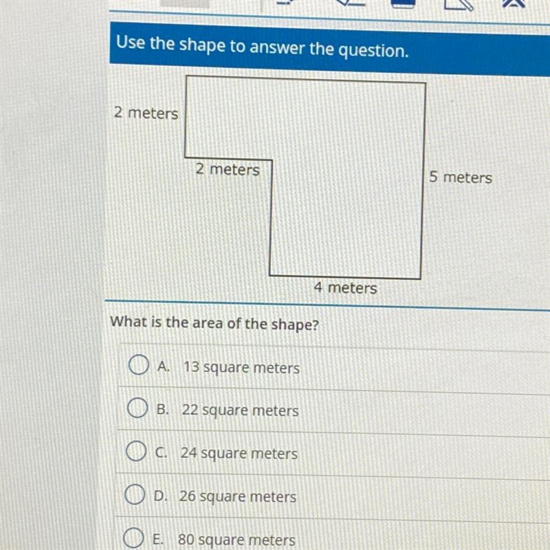 PLEASE HELP Y’ALL The picture shape: 2 meters 2 meters 5 meters 4 meters What is the-example-1