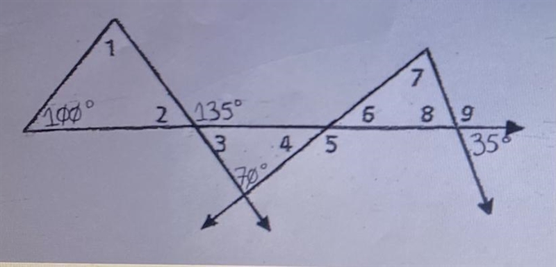 Find the measure of angle 7 A. 65 B. 35 C.80-example-1