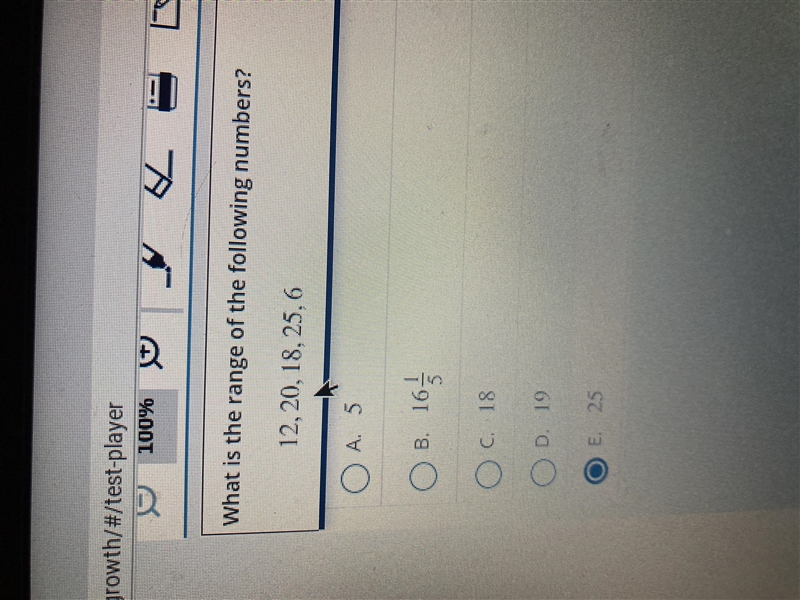 What is the range of these numbers 12,20,18,25,6-example-1