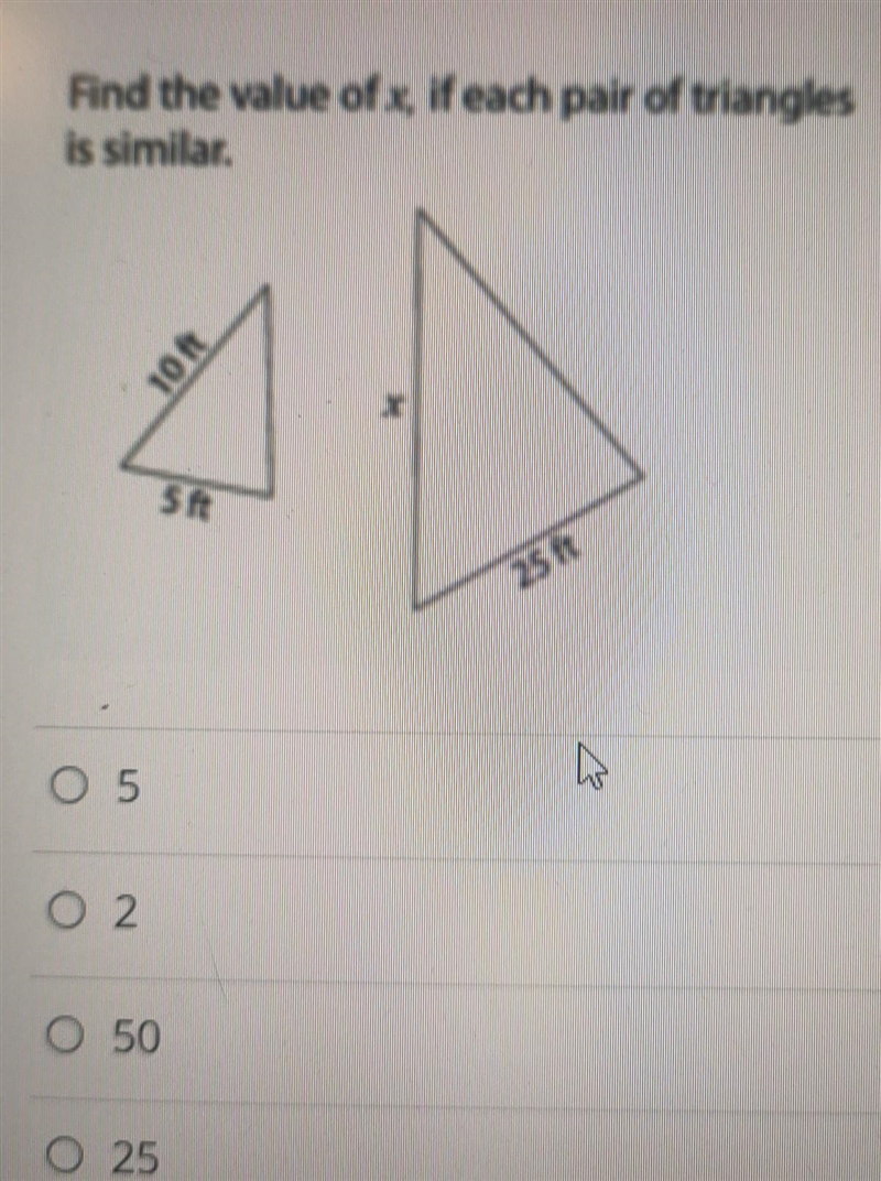 Find the value of x if each pair of triangle is similar​-example-1