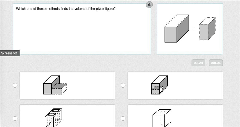 PLZ ANSWER Which one of these methods finds the volume of the given figure?-example-1