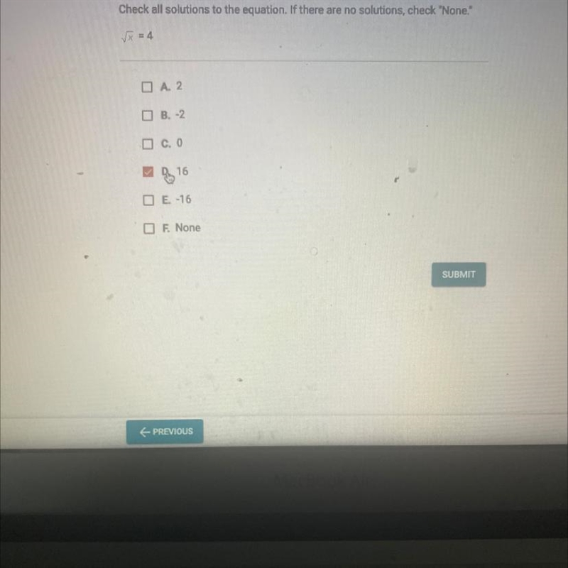 Check all solutions to the equation. If there are no solutions, check "None.&quot-example-1