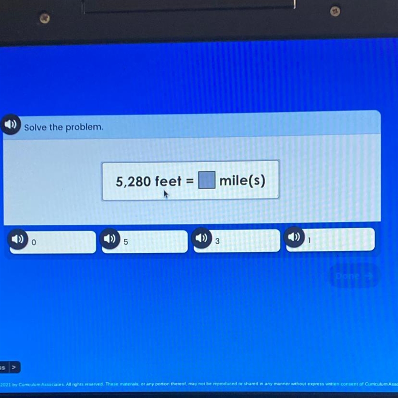 Solve the problem. 5,280 feet = mile(s)-example-1