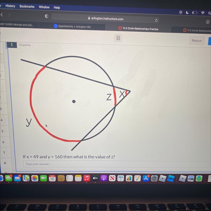 If x=49 and y=160 then what is the value of z?-example-1