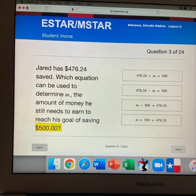 ✨PLS HELP ILL GIVE BRAIN ALIST ✨Jared has $476.24 saved. Which equation can be used-example-1