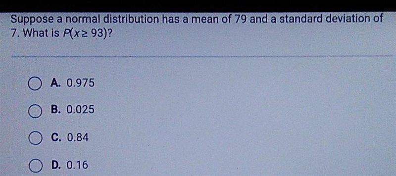 Suppose a normal distribution has a mean or 70 and a standard deviation of 7. What-example-1