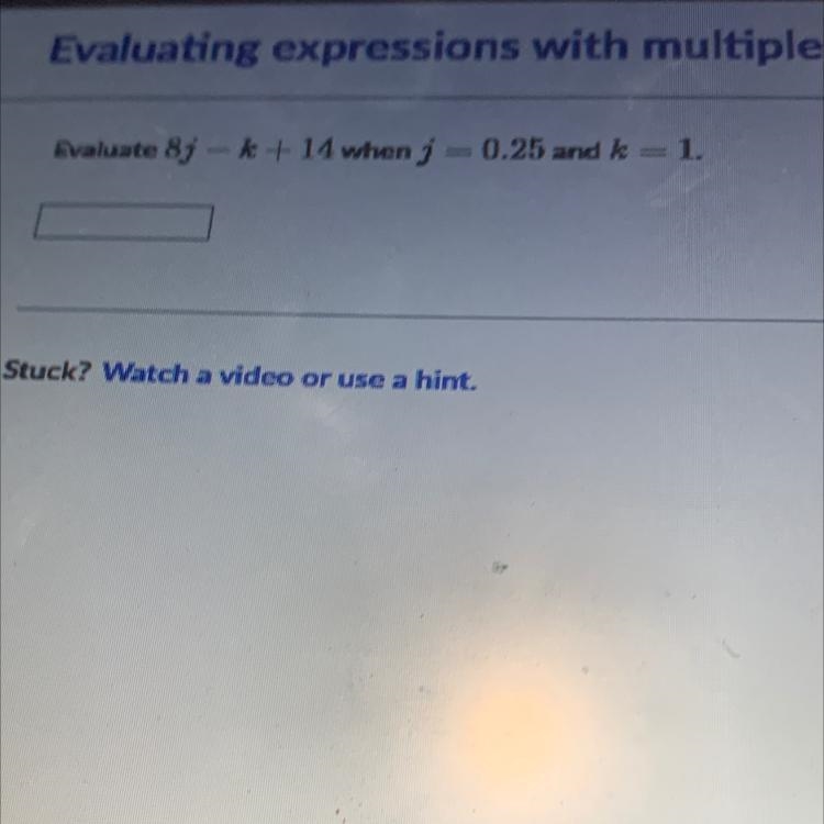 8j - k + 14 when j= 0.25 and k = 1 pls help-example-1