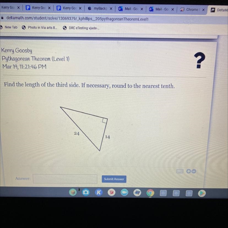 Find the length of the third side. If necessary, round to the nearest tenth. 24 14-example-1