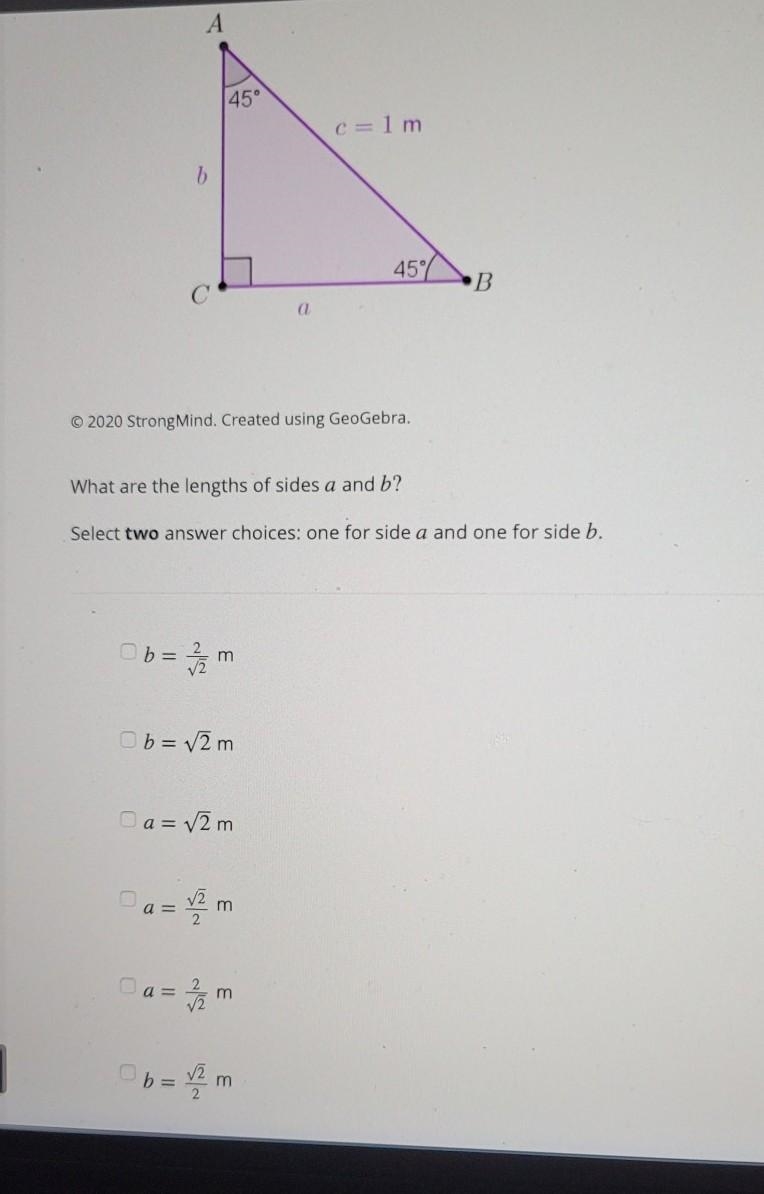 What are the lengths of side a and b?​-example-1