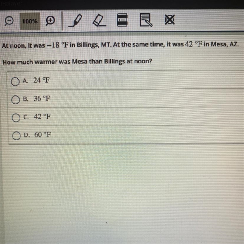 At noon, it was -18 degrees in Billings, MT. At the same time, it was 42 degrees in-example-1