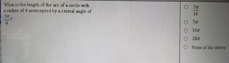 What is the length of the arc of a circle with a radius of 4 by a central angle of-example-1