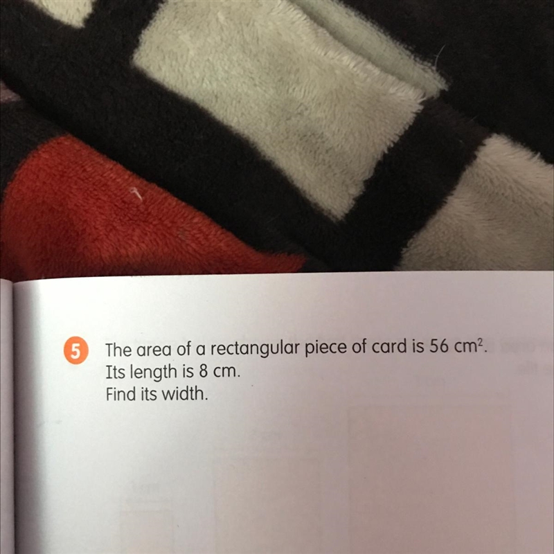 Please solve this: the area of a rectangular piece of card is 56cm square.-example-1