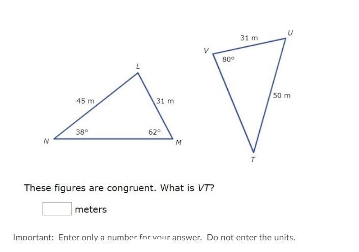 These figures are congruent? What is VT?-example-1